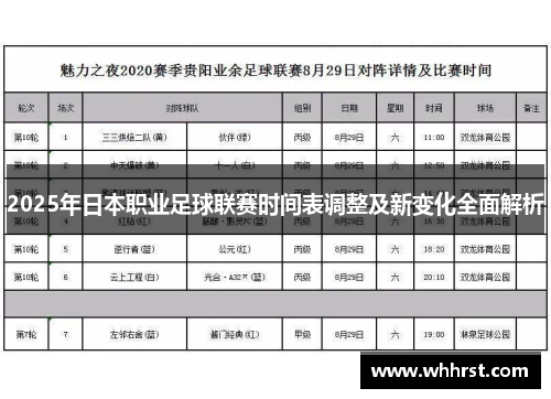 2025年日本职业足球联赛时间表调整及新变化全面解析